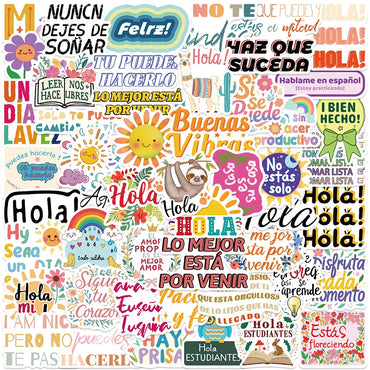 10/50Pcs Color Spanish Motivational Phrase Stickers Encourage Inspirational Decal Scrapbook Stationary Office Study Room Sticker (Online Order Only)