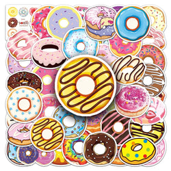 50Pcs Cartoon Doughnut Waterproof Vinyl Stickers for Skateboard Snowboard (Online Order Only)