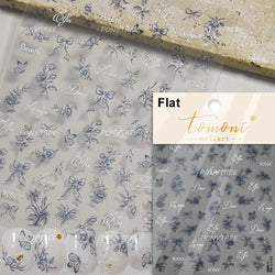 Pink Flower Hot Stamping Silver Leaves Branch Wicker Willow Plant Chic Adhesive Nail Art Decorations Stickers Manicure Decals (Online Order Only)