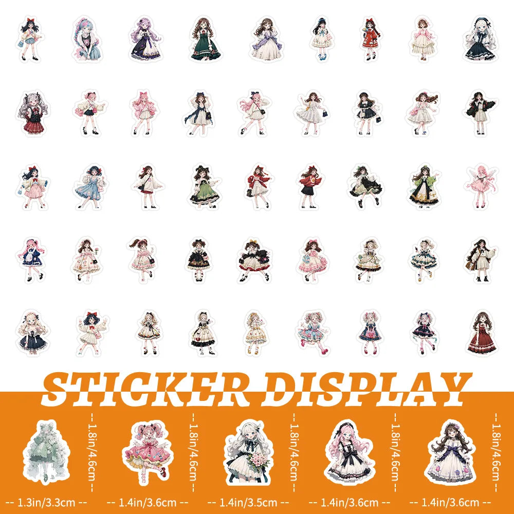 10/30/50/100PCS   Lolita Gril Stickers Cute Cartoon Girl Sticker Scrapbook Luggage Laptop Phone Guitar Car Bike Skateboard Decal (ONLINE ORDER ONLY)