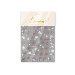 Shiny Snow Delicate Gold Pink Silver White Romantic Winter Self Adhesive Nail Art Stickers Snowflake Rhinestone Manicure Decals (ONLINE ORDER ONLY)