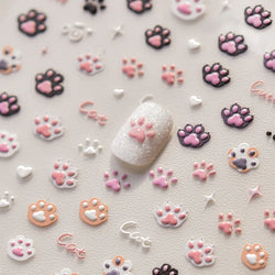 1pcs Cute Cat Claw 3D Jelly Relief Nail Stickers 3D Adhesive Stickers For Nails DIY Japanese Kawaii Slider Nail Art Decorations (Online Order Only)