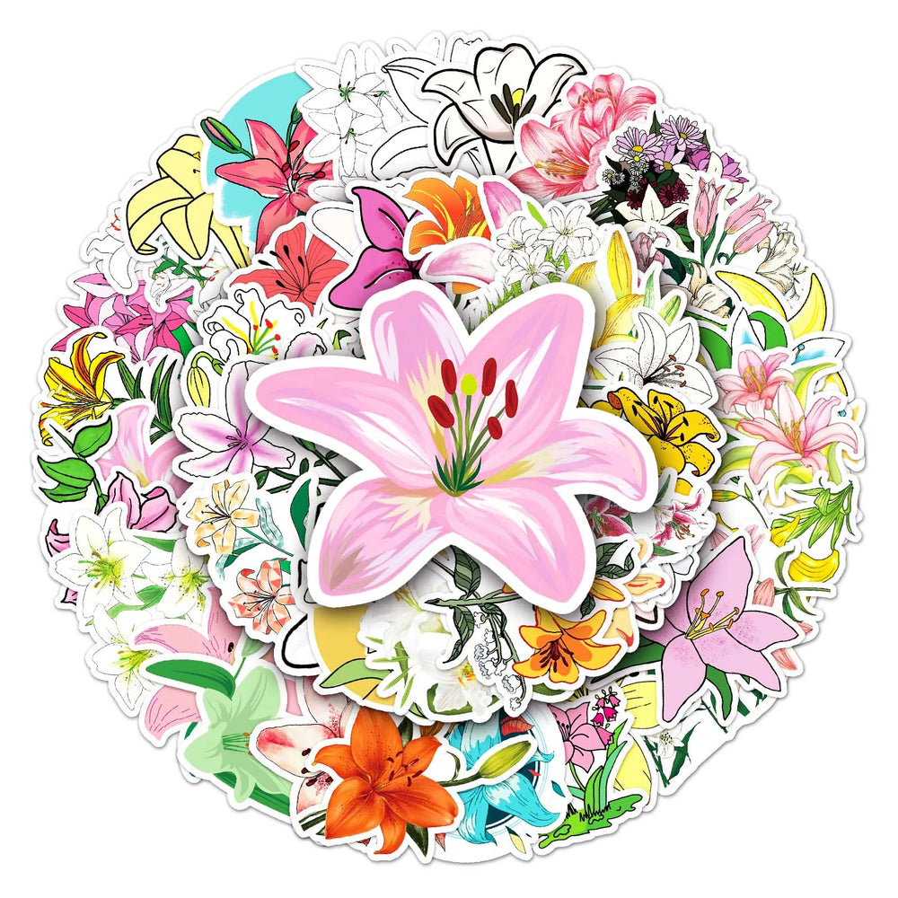 50Pcs Lily Cartoon Waterproof Vinyl Stickers for Skateboard Snowboard (ONLINE ORDER ONLY)
