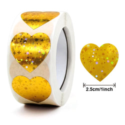 100-500pcs Glitter Heart Stickers Valentine's Day Sparkling Heart Stickers Holiday Party Decoration Seal Label (Online Order Only)
