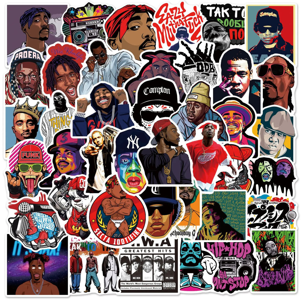 50PCS East West Coast Rap Graffiti Sticker Suitcase Guitar Car Computer Waterproof Refrigerator Water Cup Helmet Stickers (Online Order Only)