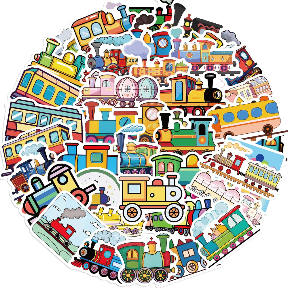 56PCS Cute Cartoon Retro Train Sticker DIY Laptop Luggage Skateboard Graffiti Waterproof Decals Sticker for Kid Toys (ONLINE ORDER ONLY)
