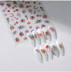 Rose Flower Garden Soft Embossment Adhesive Nail Art Stickers Charming Rhinestone Manicure Decals Nail Supplies for Professional (ONLINE ORDER ONLY)