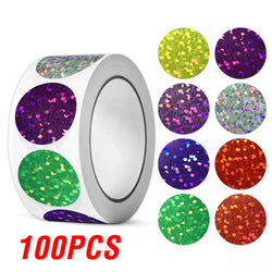 100-500pcs Holographic Color Round Stickers Wedding Gift Seal Labels Decor Stickers Kids Reward Foil Star Stationery Stickers (ONLINE ORDER ONLY)