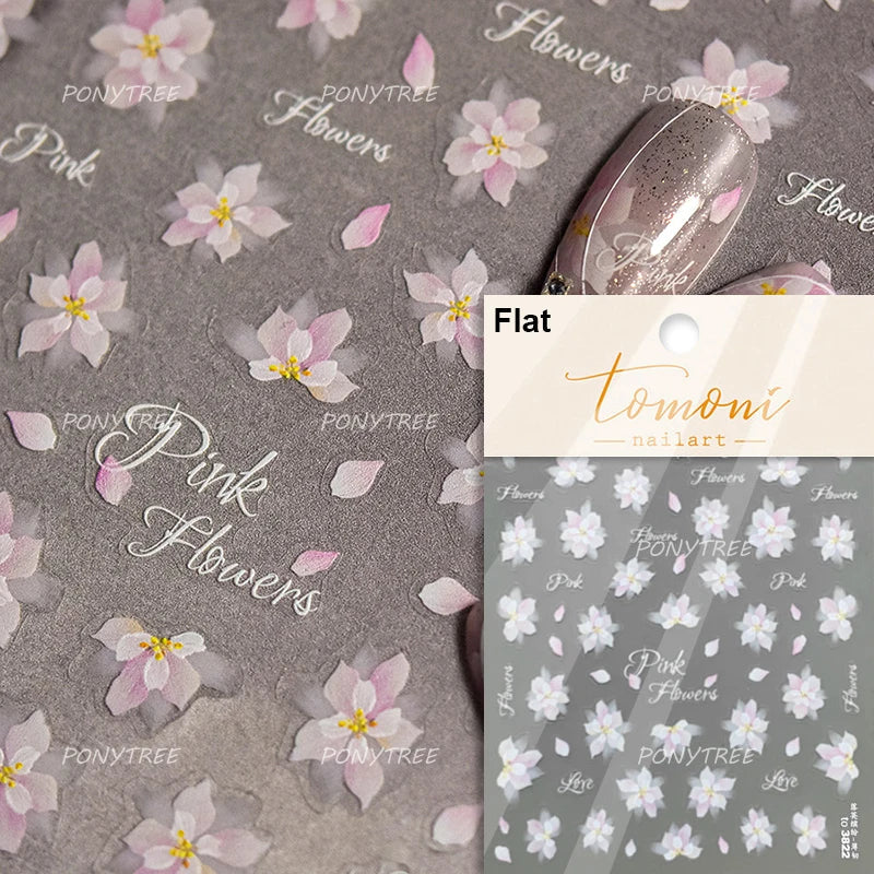 Shiny Cherokee Rose Golden Cherry Blossom Cherish Enjoy Flower Line Petal Delicate Self Adhesive Nail Art Sticker Manicure Decal (ONLINE ORDER ONLY)