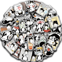 50PCS Cute Cow Cat Stickers Vinyl Waterproof Funny Cats Decals for Water Bottle Laptop Skateboard Scrapbook Luggage Kids Toys (ONLINE ORDER ONLY)