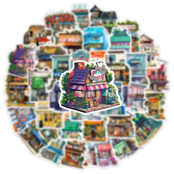 10/30/50PCS Japanese Store Stickers Aesthetic Flower House Cartoon Decals DIY Scrapbooking Stationery Phone Guitar Toys Sticker (Online Order Only)