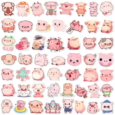 10/30/50PCS Kawaii Pink Pig PVC Sticker Aesthetic DIY Decoration Scrapbooking Stationery Hand Accounting Supplies for Kids (ONLINE ORDER ONLY)