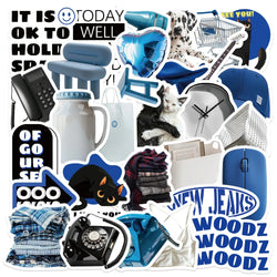 30Pcs Blue Time Cartoon Aesthetic Stickers Cute Decal For Computer Laptop Phone Luggage Graffiti Sticker Toy (ONLINE ORDER ONLY)