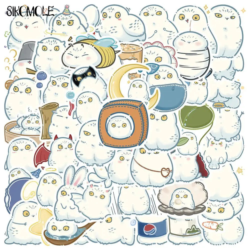 Cute Owl Stickers Pack - Cartoon Animal Decals for Car, Skateboard, Laptop, DIY Crafts (Online Order Only)