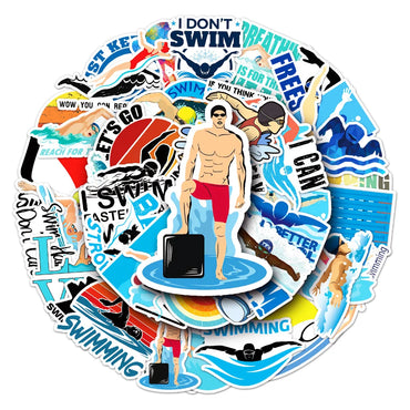 10/50pcs Outdoor Swimming Stickers Summer Seaside Surfing Waterproof Stickers DIY Skateboard Motorcycle Car Luggage Stickers (ONLINE ORDER ONLY)