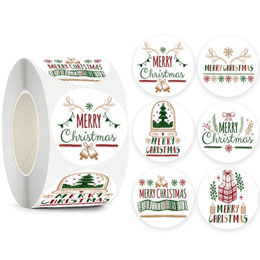 100-500pcs Merry Christmas Gift Decorative Stickers Round Thank You Labels Handmade Candy Biscuits Package Christmas Sticker (ONLINE ORDER ONLY)