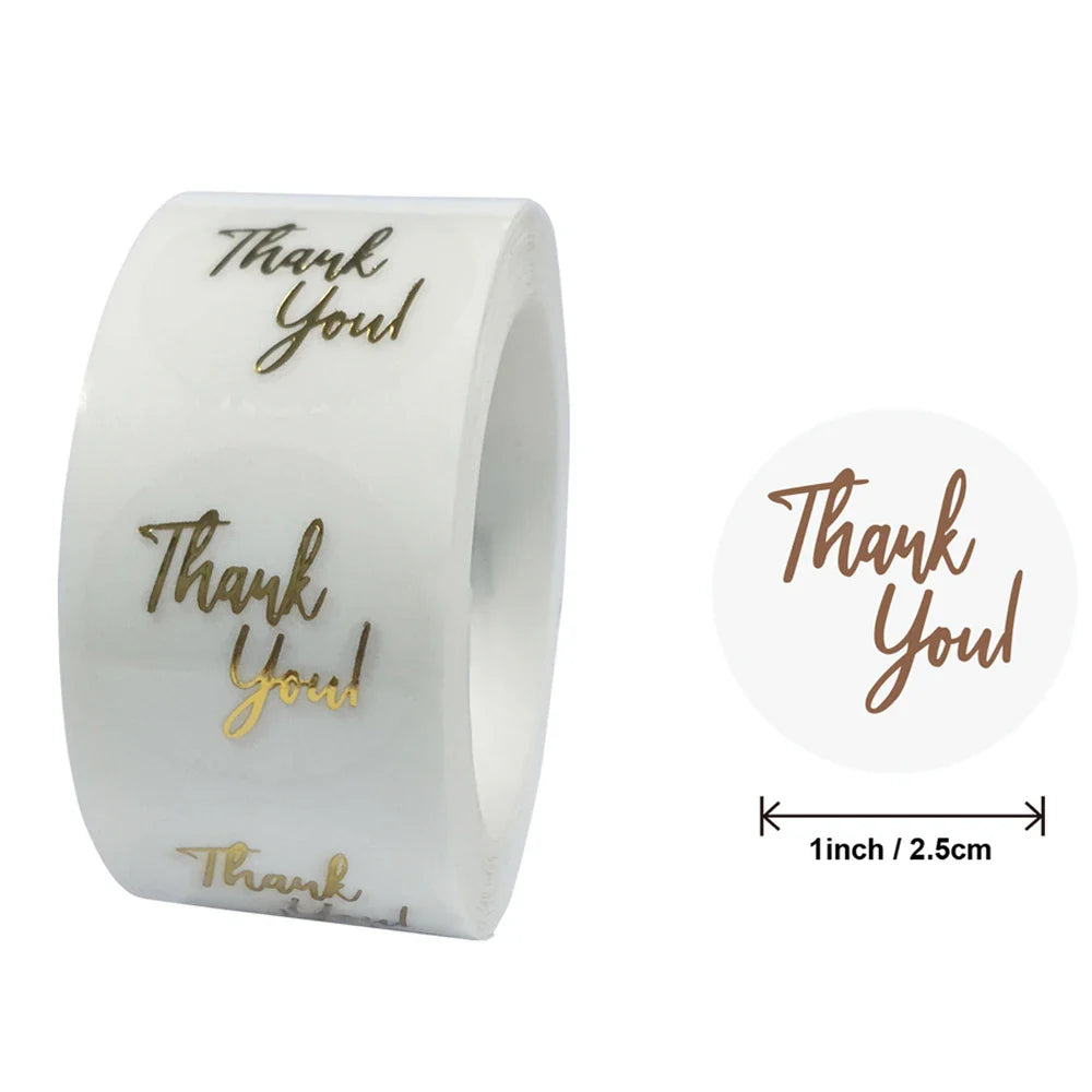 500pcs/roll Round Brown labels Thank You Kraft Stickers 1 inch Wedding Pretty Gift Envelope Sealing Label Stickers Stationery (ONLINE ORDER ONLY)