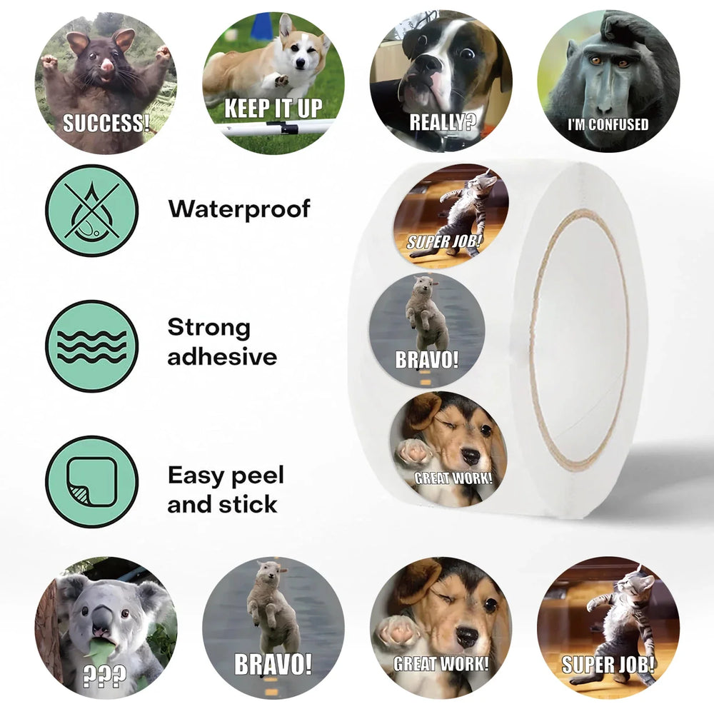 500PCS/Roll Animals Stickers For Kids Reward School Classroom Cartoon Cute Stickers For Teachers Parents DIY Craft (ONLINE ORDER ONLY)