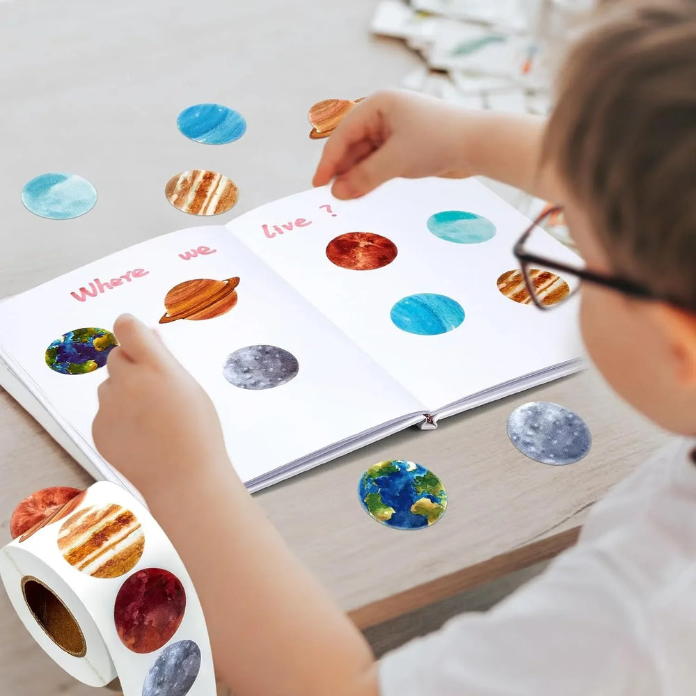 100-500pcs Children Reward Stickers Space Planet Label School Teacher Reward Student Scrapbooking Stationery Diaries Sticker (Online Order Only)