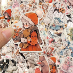 10/52pcs Anime Kawaii Girls Goth Witch Bear Stickers Waterproof Graffiti Skateboard Laptop Phone Motorcycle Vinyl Cute Sticker (ONLINE ORDER ONLY)