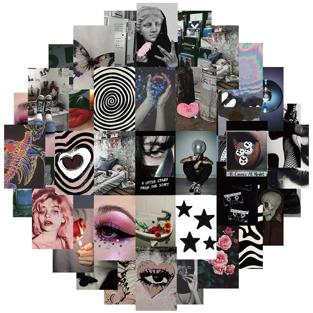 Cool Grunge Black Stickers Pack: Graffiti Cartoon Decals for Skateboard, Notebook, Phone, Bike, Kids Toys (ONLINE ORDER ONLY)