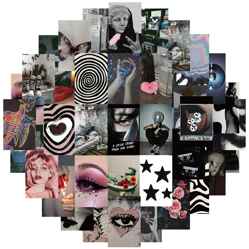 Cool Grunge Black Stickers Pack: Graffiti Cartoon Decals for Skateboard, Notebook, Phone, Bike, Kids Toys (ONLINE ORDER ONLY)