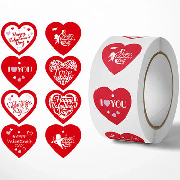100-500pcs Red Love Stickers Happy Valentine's Day Wedding Invite Card Decorate Candy Gift Box Tags Seal Label (ONLINE ORDER ONLY)