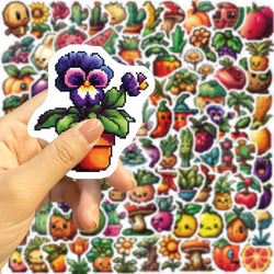 10/30/50/100PCS Cute Pixel Cartoon Stickers Funny Fruit Vegetable Graffiti Decals Notebook Fridge Phone Suitcase Toys Decoration (ONLINE ORDER ONLY)