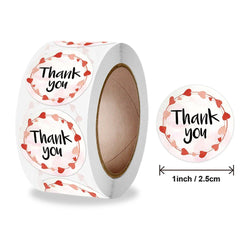 500pcs/roll Flowers Thank You Sticker Labels Round Reward Stickers Wedding Party Decor Envelope Seals Stickers Stationery (Online Order Only)
