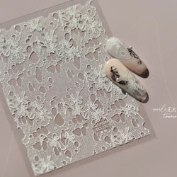 Lace Bowknot Hollow Out Fabric Art Fragmentation Sensation Petal Embossed Hottie Adhesive Nail Art Sticker Chic Manicure Decals (ONLINE ORDER ONLY)