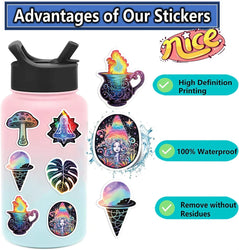 50pcs Cartoon Psychedelic Mysterious Graffiti Stickers For Phone Ipad Aesthetic Sticker DIY Handmade Scrapbooking Material (Online Order Only)