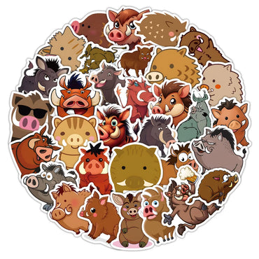 10/30/54PCS Wild Boar Cartoon Stickers Cute Animal Graffiti Kids Toys Luggage Laptop Phone Guitar Car Bike Decals Decoration Toy (ONLINE ORDER ONLY)