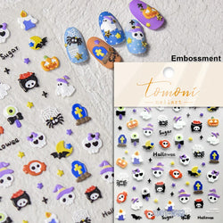 Halloween Ghost Pumpkin Bat Coffin Cat Spider Demon Jelly Self Adhesive Nail Art Sticker Terrifying Candy Candle Manicure Decals (ONLINE ORDER ONLY)