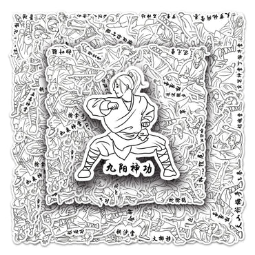 50Pcs Kung Fu Cartoon Waterproof Vinyl Stickers for Skateboard Snowboard (Online Order Only)