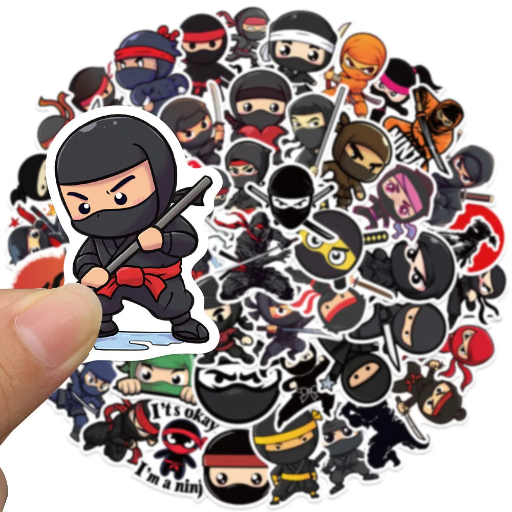50pcs Funny Cute Cartoon Anime Ninja Stickers For Laptop Water Bottle Luggage Notebook Phone Waterproof Graffiti Vinyl Decals (Online Order Only)