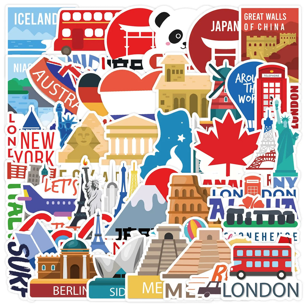 50pcs Nordic Landscape Travel Stickers for Helmet Wall DIY Decoration (ONLINE ORDER ONLY)