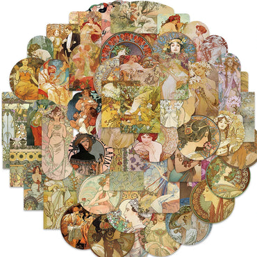 10/30/54PCS Renaissance Artist Painting Stickers Vintage Decals DIY Album Phone Suitcase Skateboard Laptop Car Bike Toys Sticker (ONLINE ORDER ONLY)