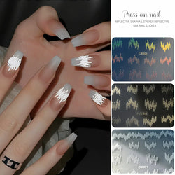 6pcs/Set High Gloss Reflective Nail Sticker Glitter Laser Silver Dark Flashy Effect Manicure 3D Nail Art Decoration Sticker Y2K* (ONLINE ORDER ONLY)