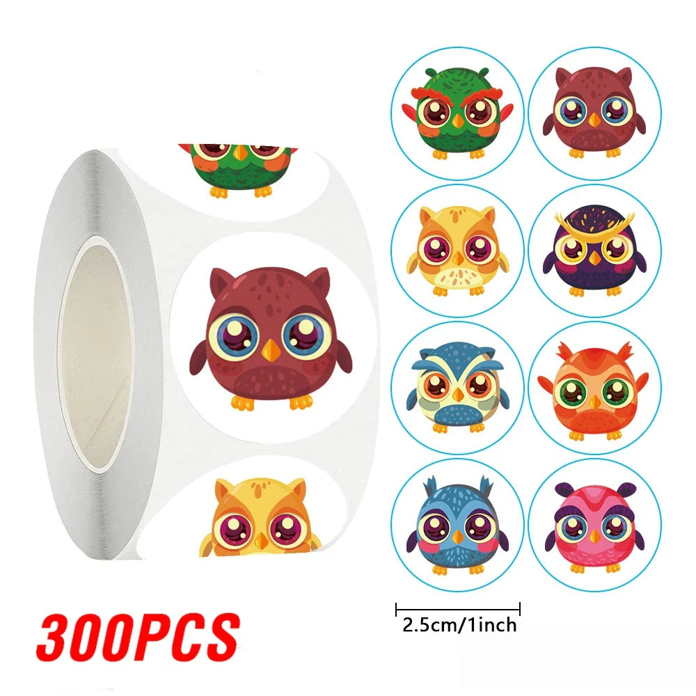 100-500pcs Owl Animal Sticker Reward Sticker Party DIY Gift Decoration Seal Label Children's Toys Office Stationery (ONLINE ORDER ONLY)