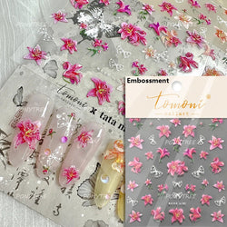 Peony Paeonia Lactiflora Rich Glory Flower Butterfly Ancient Fan Tassels Caved Window Adhesive Nail Art Sticker Manicure Decals (ONLINE ORDER ONLY)