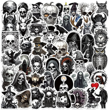 10/30/50PCS Dark Skull PVC Sticker Aesthetic Colored DIY Korean Decoration Scrapbooking Hand Accounting Supplies for Kids (ONLINE ORDER ONLY)