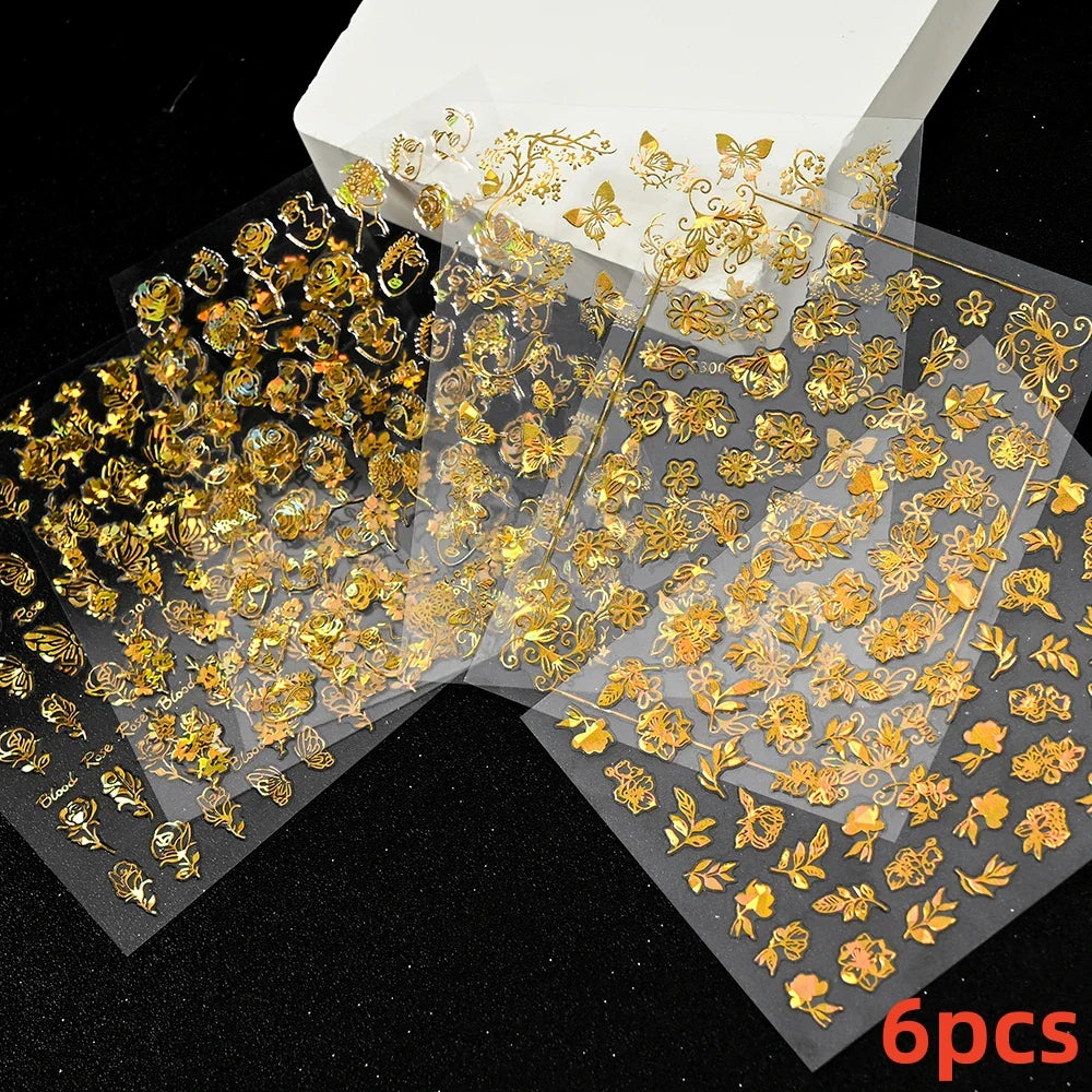 6 Sheets Moon/Star Nail Art Sticker Adhesive Gold Color Sticker Sheets Universal Constellation Shapes Sticker Art Decoration (ONLINE ORDER ONLY)