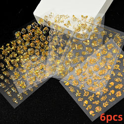 6 Sheets Moon/Star Nail Art Sticker Adhesive Gold Color Sticker Sheets Universal Constellation Shapes Sticker Art Decoration (ONLINE ORDER ONLY)