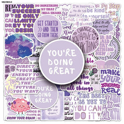 Purple Motivational Quote Stickers - 10/30/50pcs for Laptop, Luggage, Suitcase (ONLINE ORDER ONLY)
