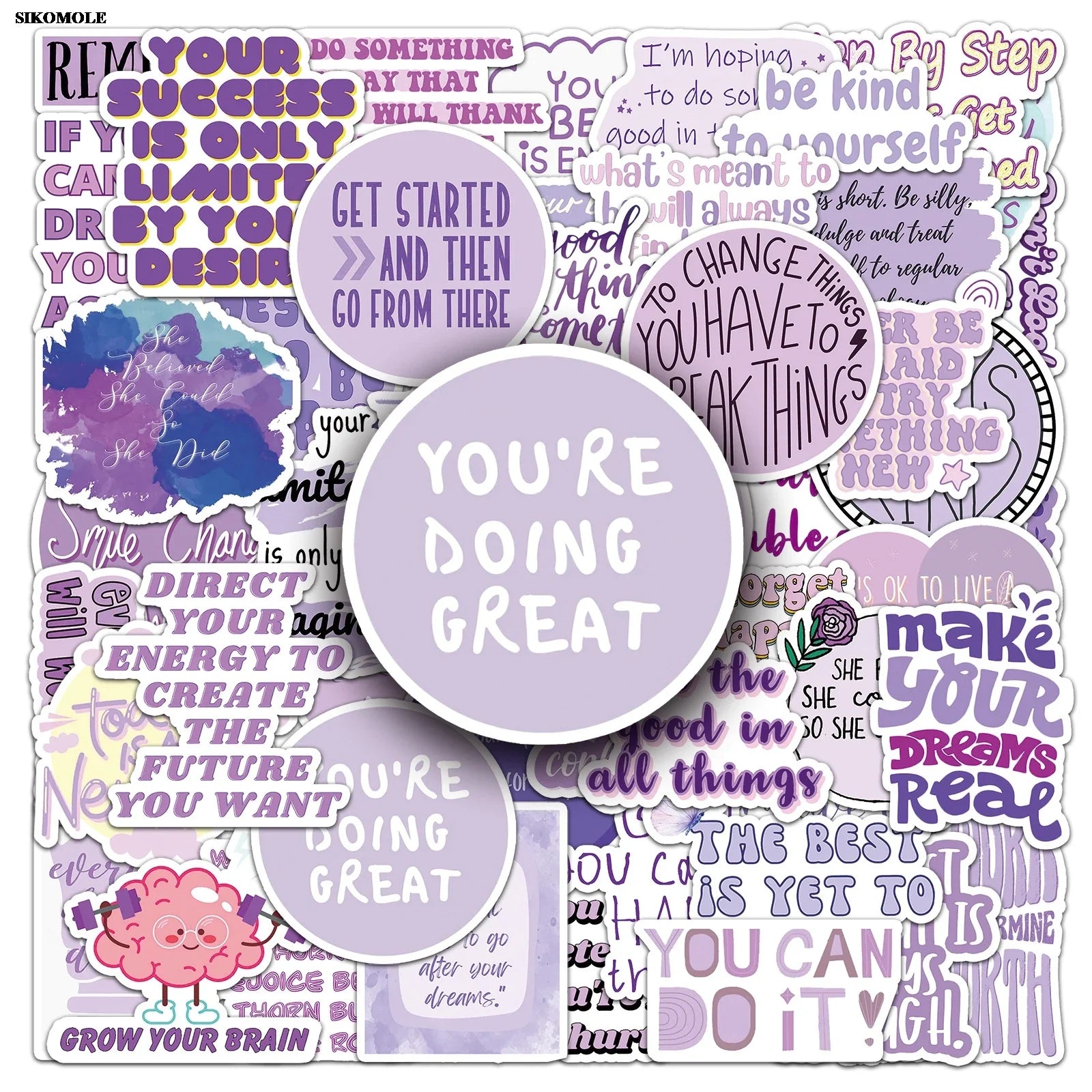 Purple Motivational Quote Stickers - 10/30/50pcs for Laptop, Luggage, Suitcase (ONLINE ORDER ONLY)