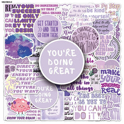 Purple Motivational Quote Stickers - 10/30/50pcs for Laptop, Luggage, Suitcase (ONLINE ORDER ONLY)