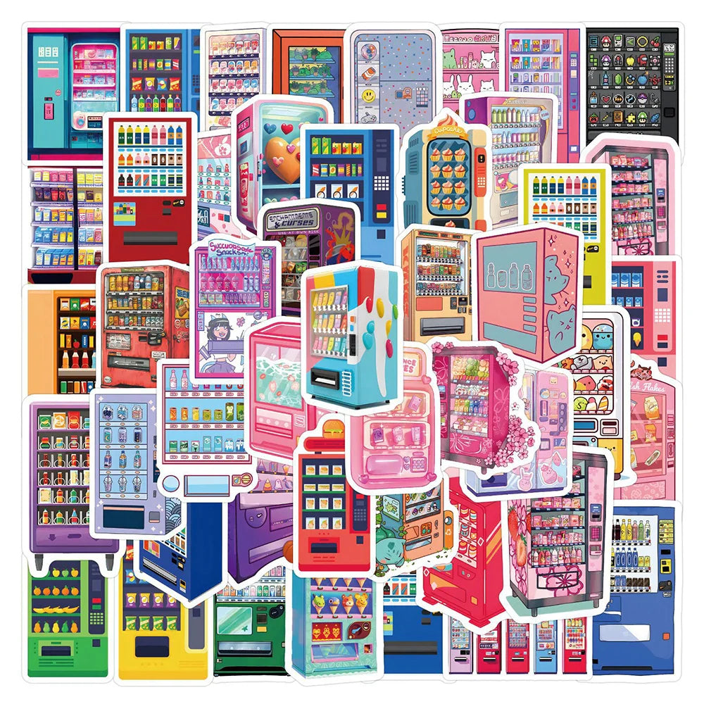 10/30/50pcs Cartoon Vending Machine Anime Stickers Laptop Motorcycle Phone Car Skateboard Motorcycle Waterproof Sticker Decals (ONLINE ORDER ONLY)