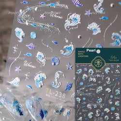 Ray Fish Shell  Conch Water Bubbles Octopus Starfish Mermaid Jellyfish Otter Dolphin Nail Art Decorations Sticker Manicure Decal (ONLINE ORDER ONLY)