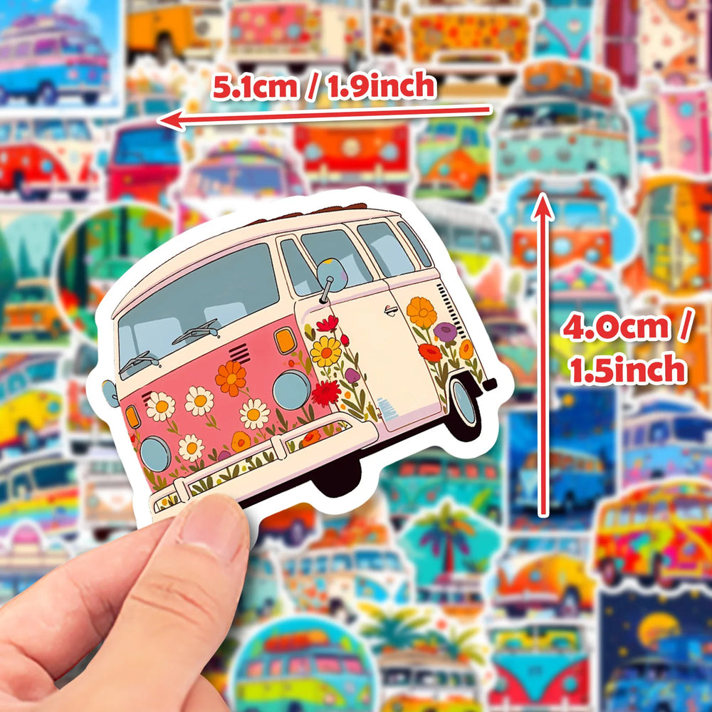 50pcs Float Cartoon Transportation Children's Enlightenment Education Hip Hop Bus Graffiti Waterproof Sticker (Online Order Only)