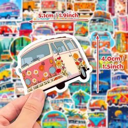 50pcs Float Cartoon Transportation Children's Enlightenment Education Hip Hop Bus Graffiti Waterproof Sticker (Online Order Only)